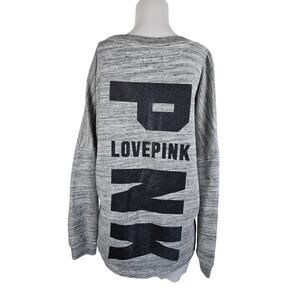 Victoria Secret Pink Space Dye Gray Logo Back Athletic Women's Sweatshirt XL